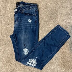 Judy Blue Dark Wash Distressed Mid Rise Skinny Fit Jeans Size 9/29